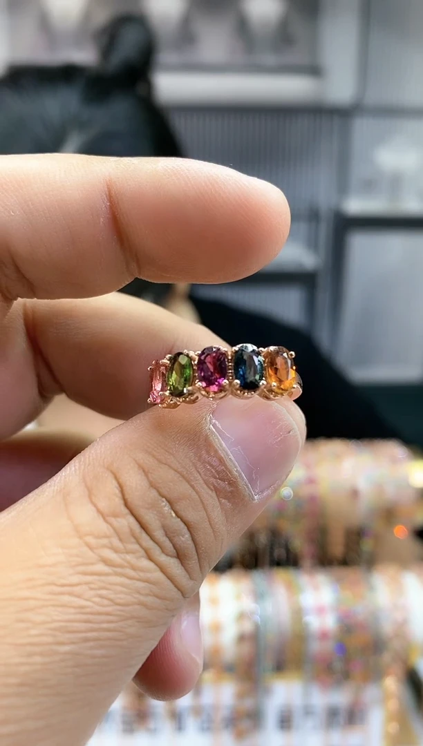 银S925镶嵌戒指碧玺352354354345354345