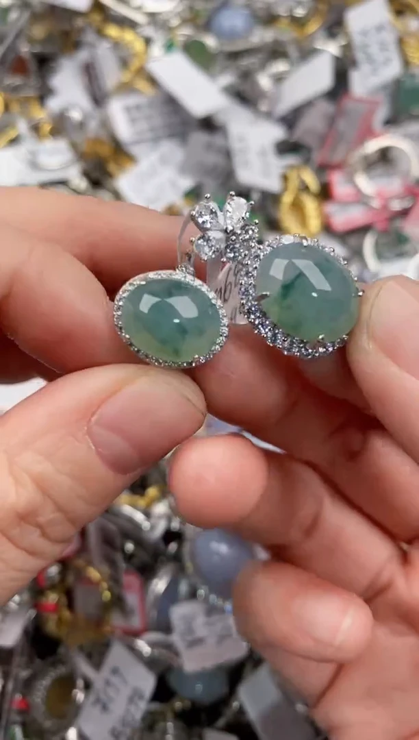 银S925镶嵌戒指翡翠888   7