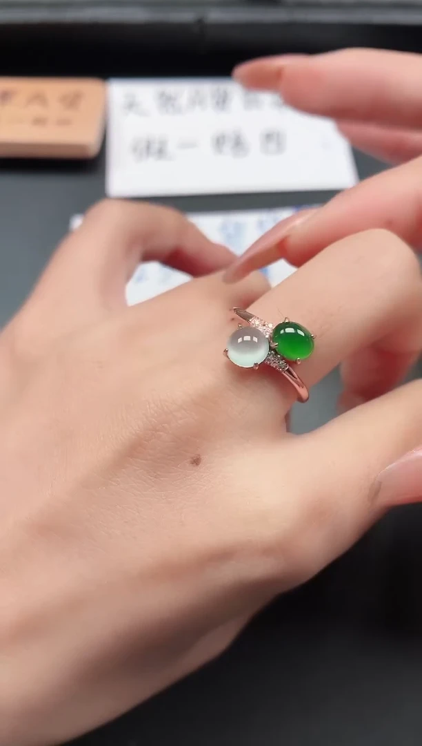 银S925镶嵌戒指翡翠1