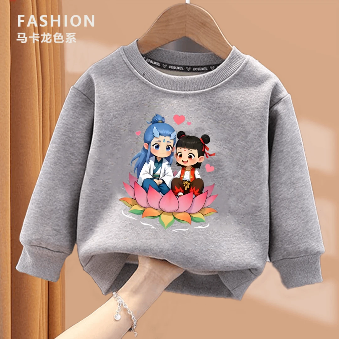 爆款哪吒印花儿童卫衣春秋款圆领长袖中国风宝宝男童女童中小童