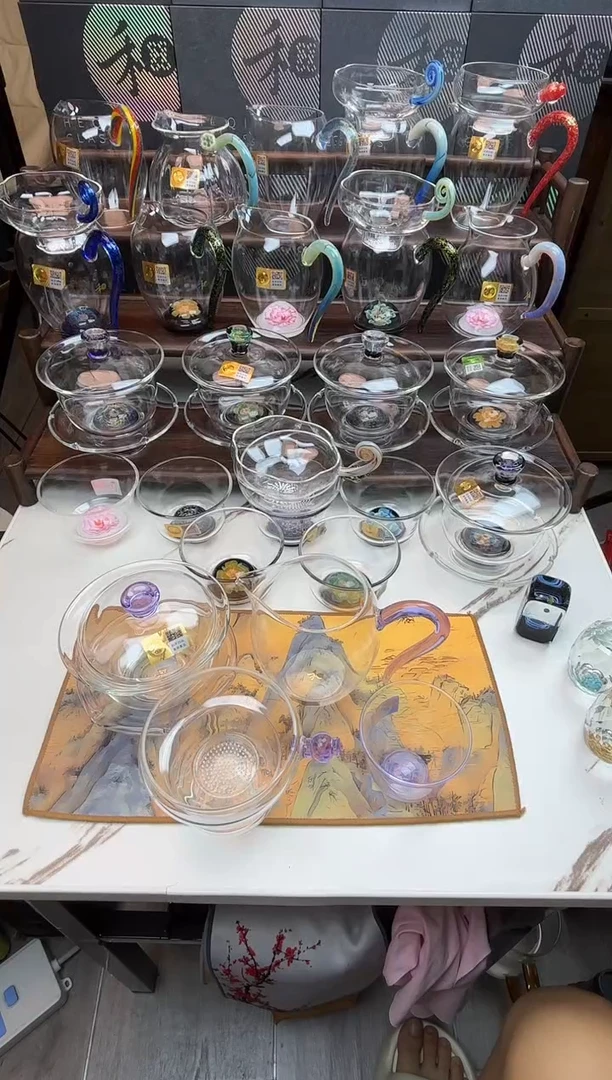 手工艺品玻璃封禾器 禅语盖碗 怡然茶海 韵杯 奉珠茶漏普通盒