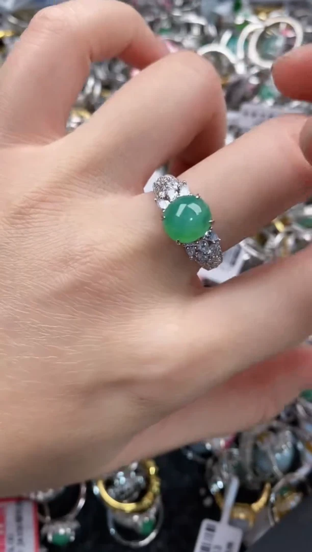 银S925镶嵌戒指翡翠777   9