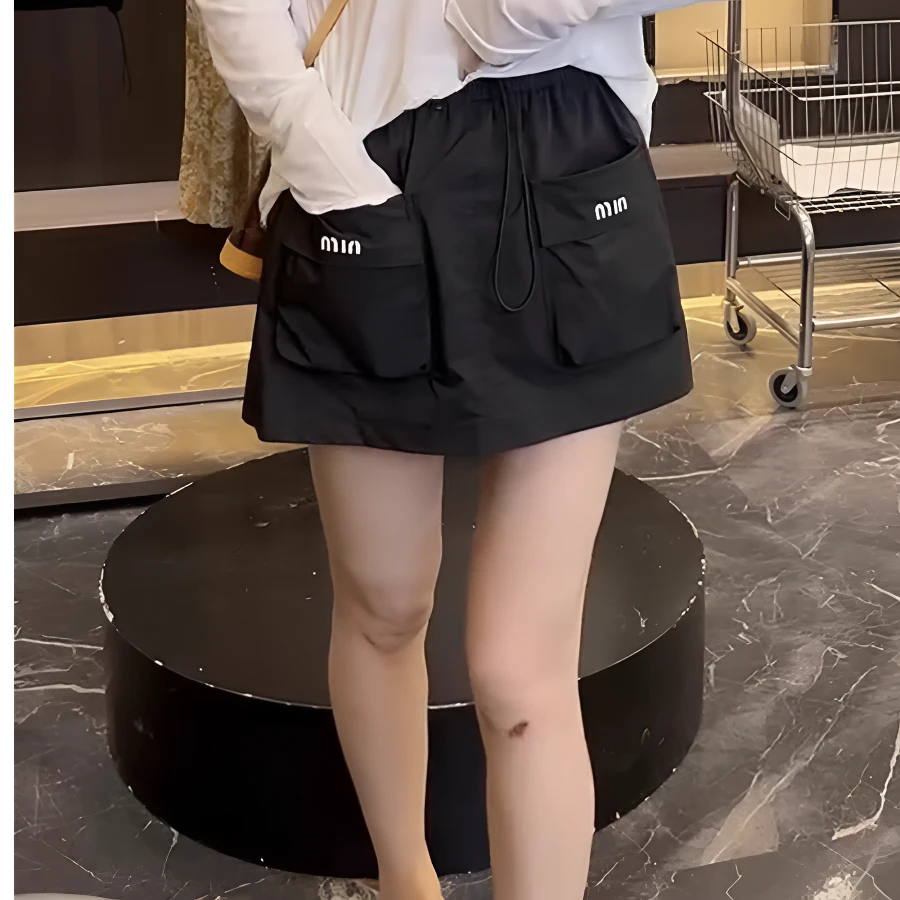 2025夏季薄款短裤女百搭显瘦裤裙大码微胖mm松紧腰裙裤黑色休闲裤