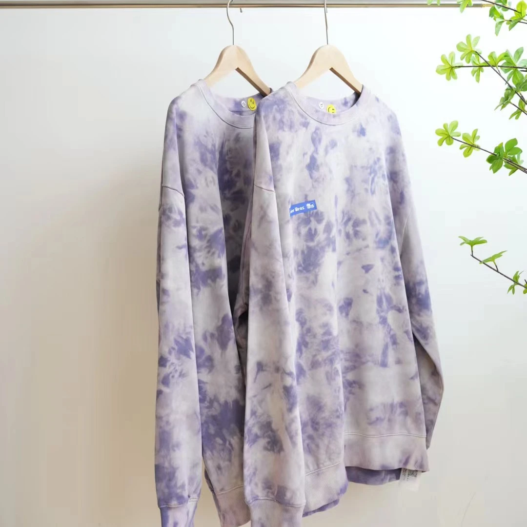 5366-紫色两款扎染海~印花圆领长袖卫衣