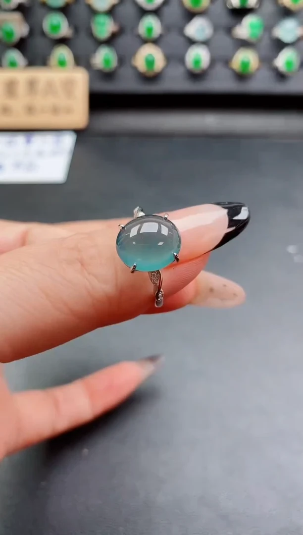 银S925镶嵌戒指翡翠1