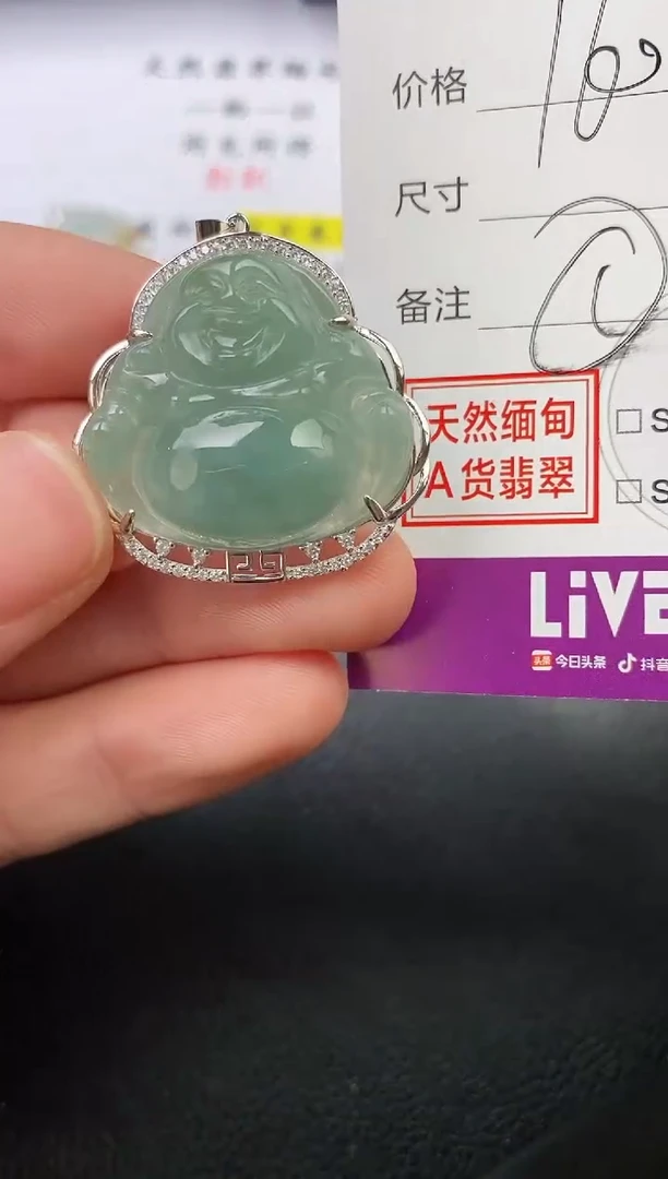 颈饰银S925镶嵌翡翠密**财挂件