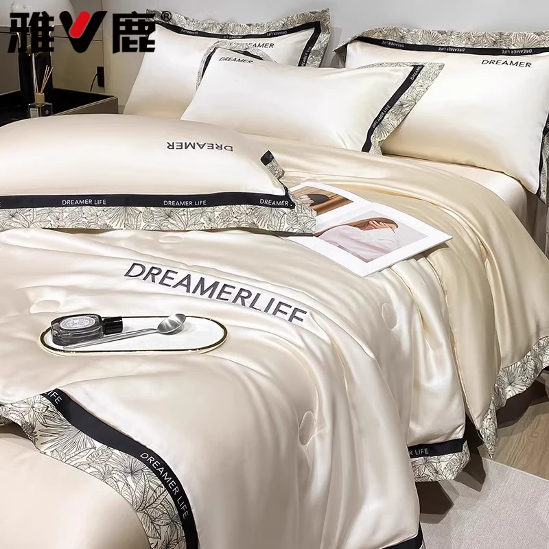 夏季水洗冰丝夏凉被空调被轻奢款双面凉感夏被单人薄被子亲肤裸睡