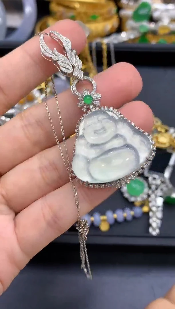 颈饰18K金镶嵌翡翠799-中国好珍宝