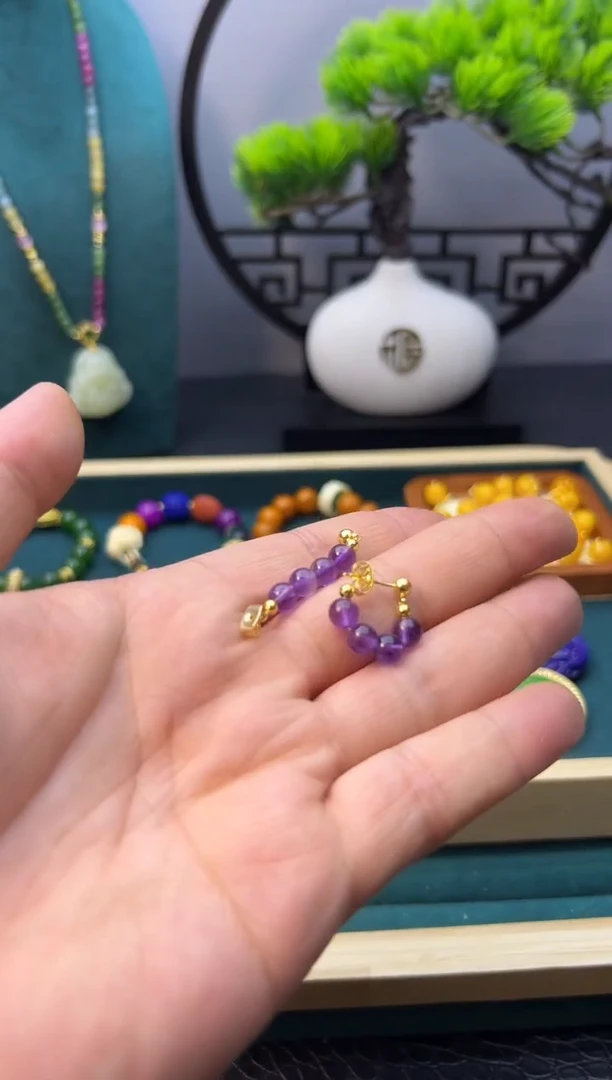 【闪购商品】水晶耳饰14K金镶嵌E66