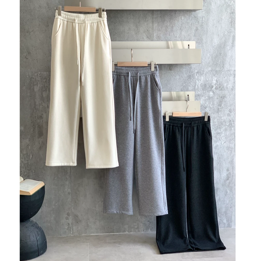 【2511-ks】加绒加厚秋冬女士直筒百搭宽松卫裤休闲裤