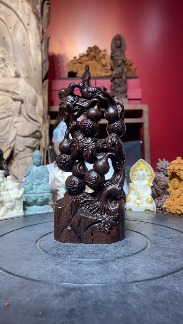 风车木（黑檀木）无事牌(直播推荐) 五福临门
