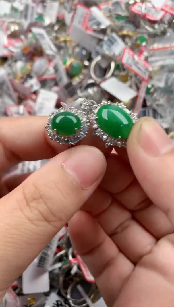 银S925镶嵌戒指翡翠555   6