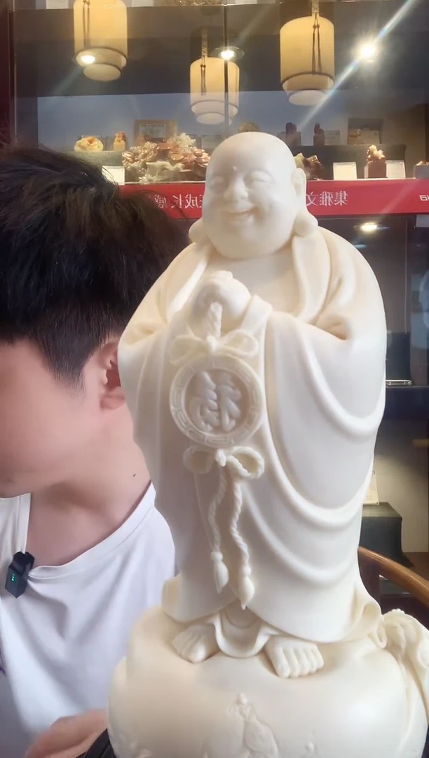 德化白瓷林建胜老师的年年有余高度30公分