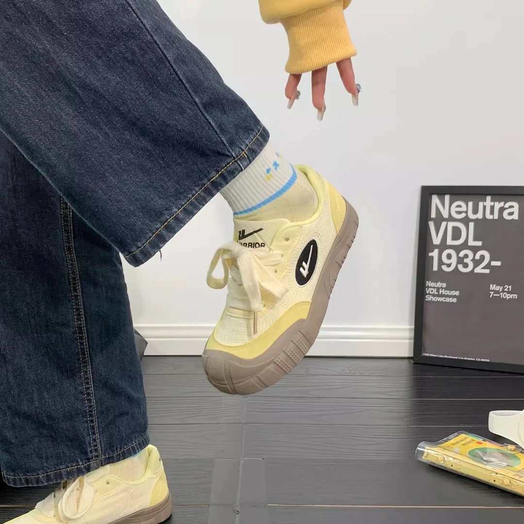 回力柠檬黄小白鞋女2025新款百搭帆布鞋时尚复古ins潮休闲鞋子女