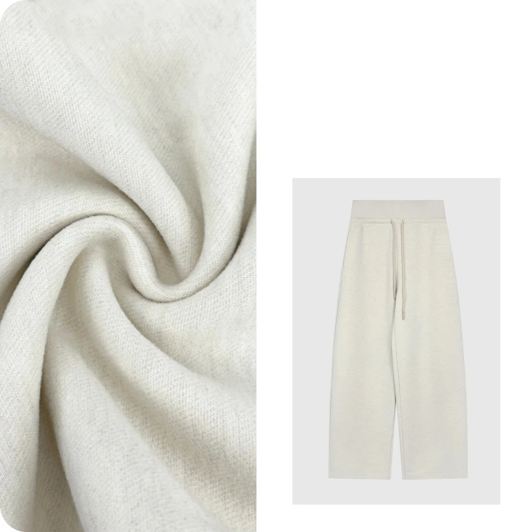 醋酸-羊毛加厚弧线松紧弯刀裤休闲裤