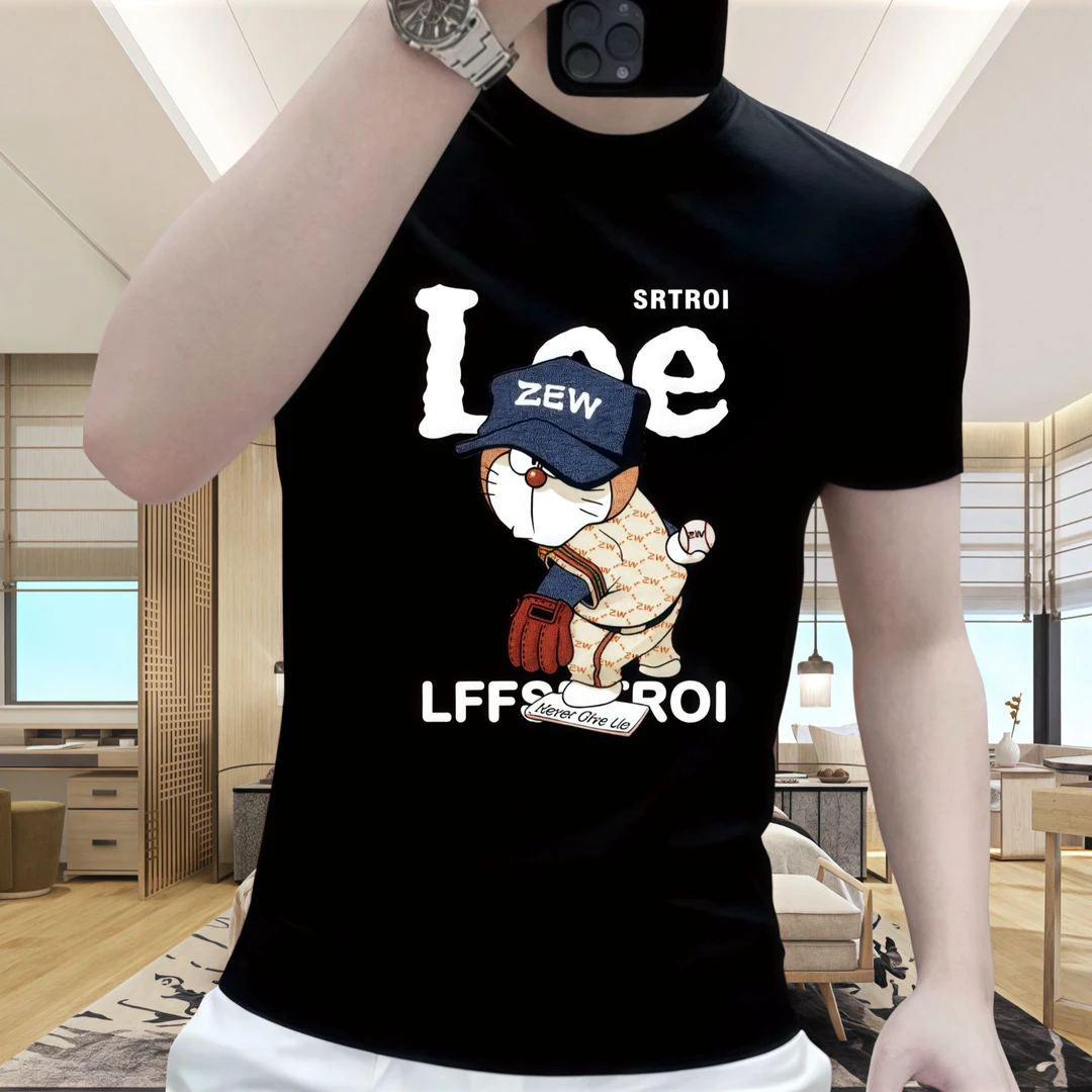 2025新款潮牌男士高档轻奢纯棉短袖T恤成熟男士上衣欧货潮流ins