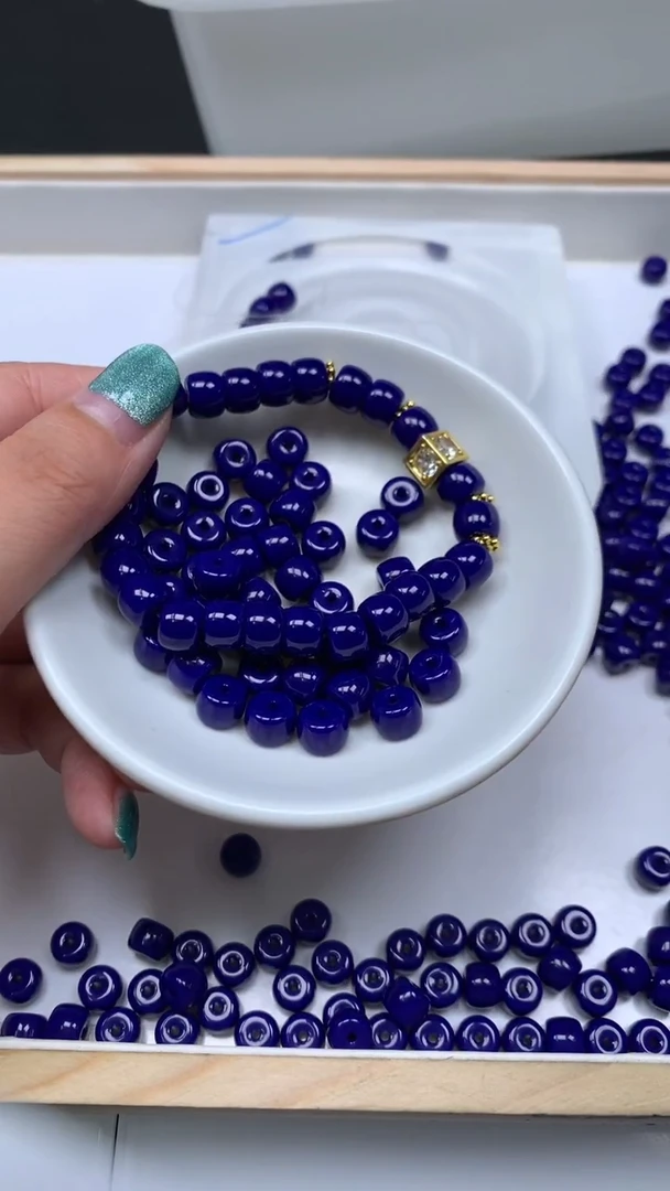 未镶嵌散珠玛瑙/玉髓A1943 青金蓝玛瑙老型7*8mm25个9.9元