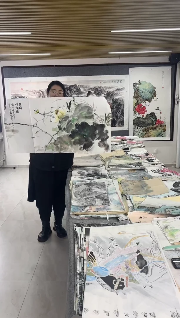 国画丹青专属福利-君梅荷花横版