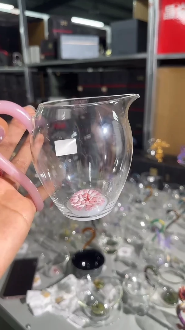 晶焱粉海棠花粉玉公道杯