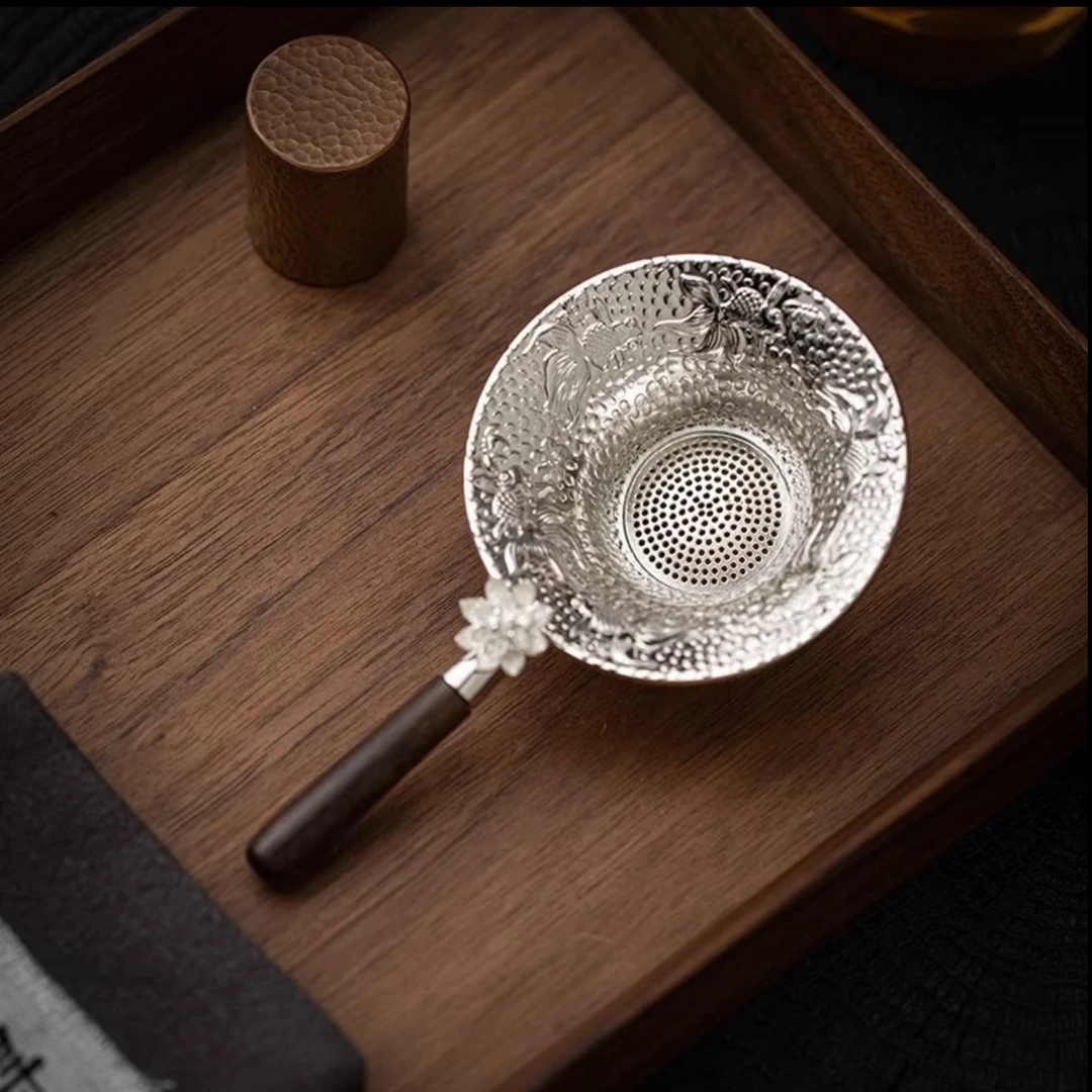 银色锦鲤茶漏滤茶叶茶具滤茶器高端茶漏一体过滤创意茶漏斗个性