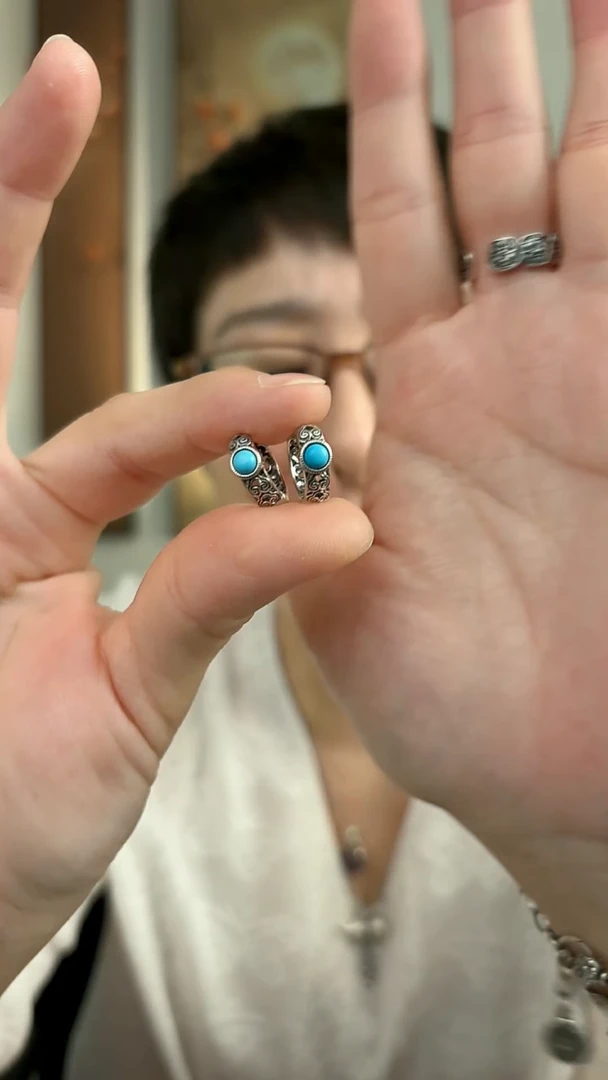 无925银纯银耳饰蓝珠12