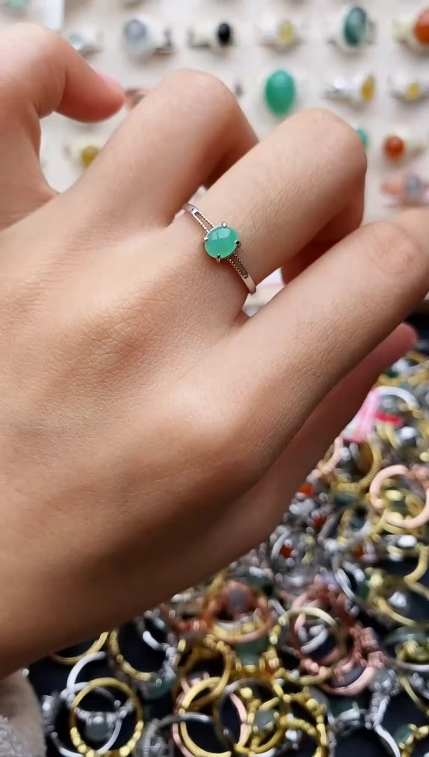 【闪购商品】翡翠戒指银S925镶嵌缅甸翡翠