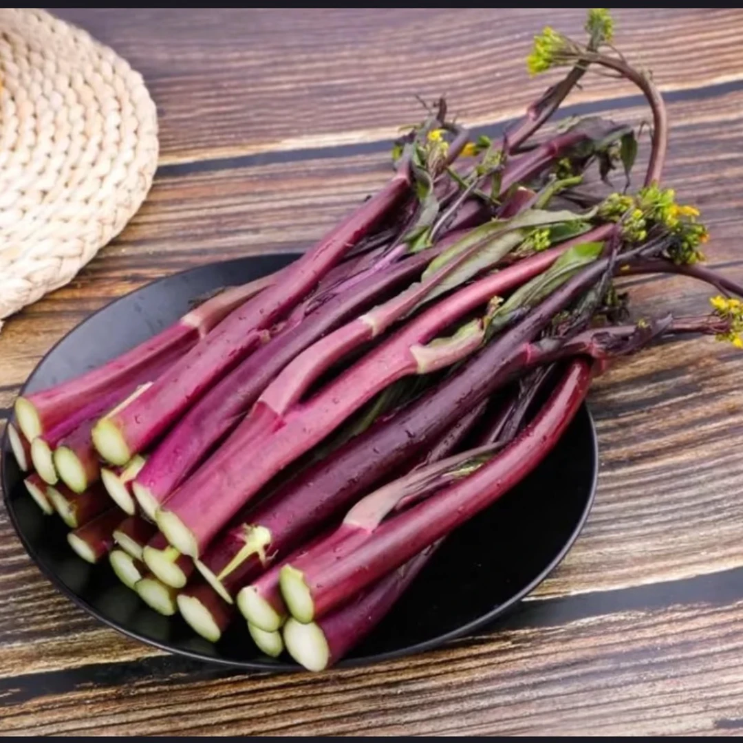 湖北通城农家自种露天红菜苔新鲜现采红皮绿肉菜苔