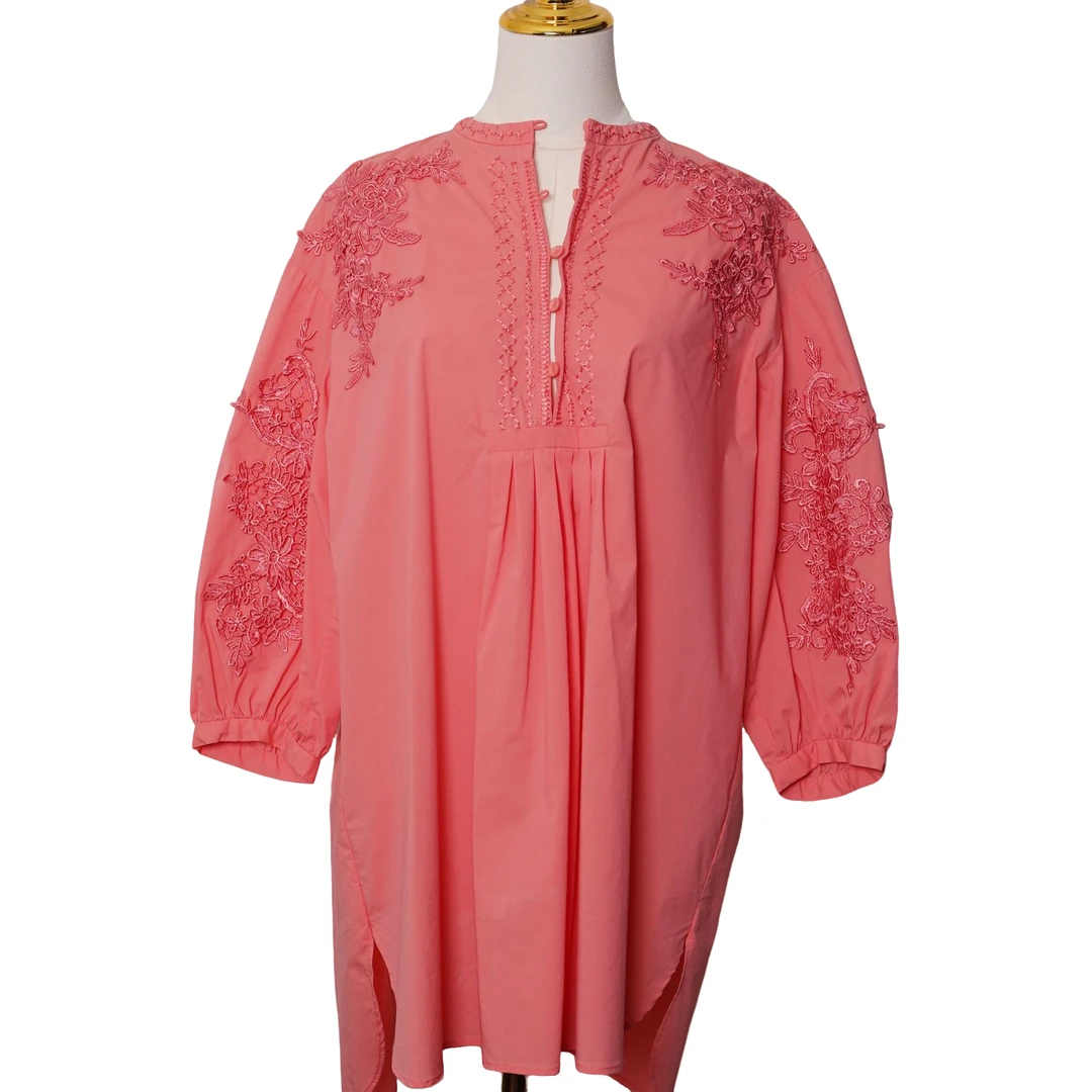 柏总衣橱 | 玫粉色中式立体花纹上衣 S106