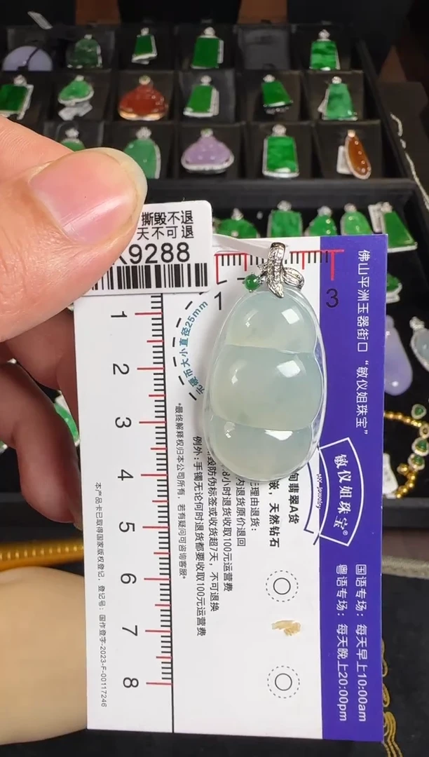 颈饰18K金镶嵌翡翠DK9288肥豆豆