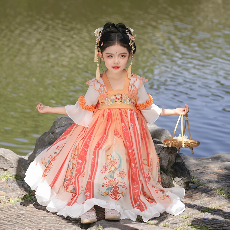 女童汉服春夏刺绣超仙襦裙儿童小仙女中式复古裙童装汉元素连衣裙