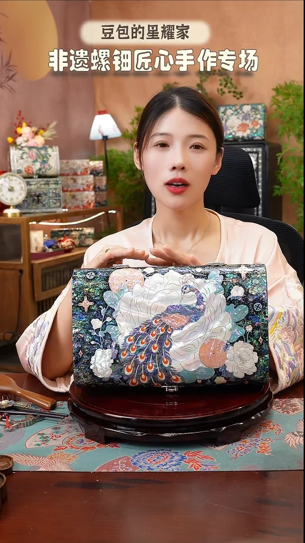 木闪购商品螺钿漆器首饰盒