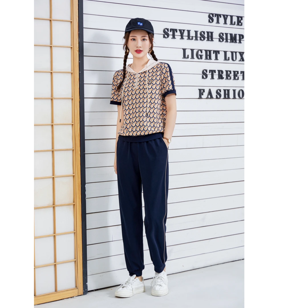 465慵懒风时尚洋气休闲两件套2025新款爆款宽松遮肉显瘦运动套装