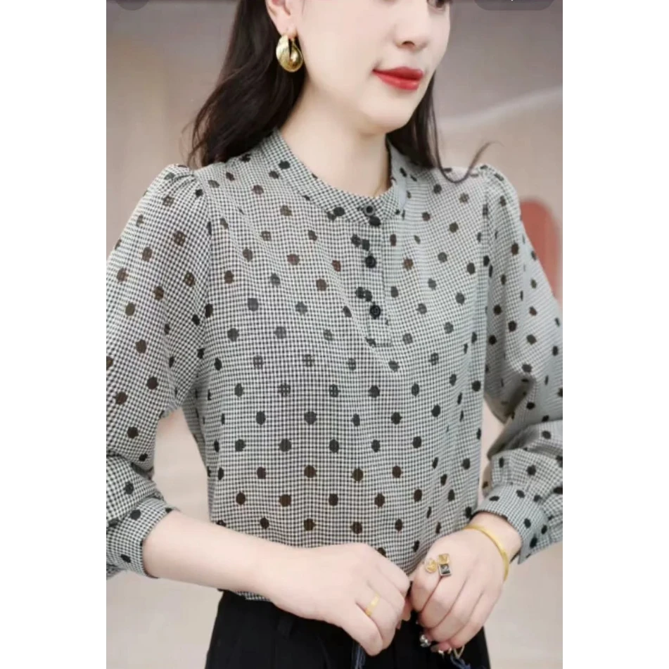 2024秋季新款优雅圆领高端小衫套头衬衫长袖上衣女打底