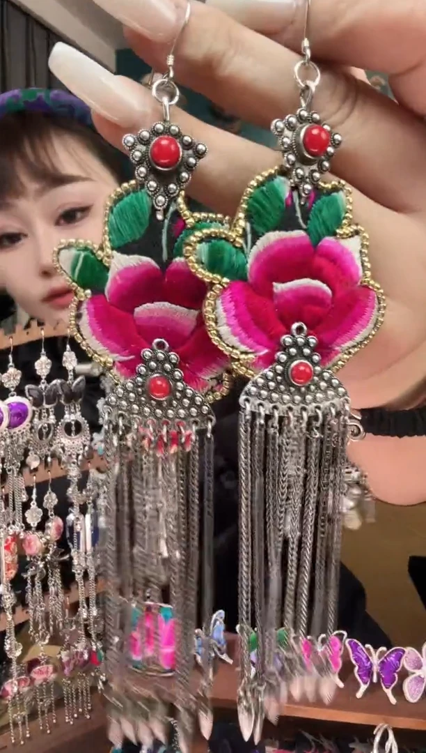 刺绣纯手工民族风刺绣耳环