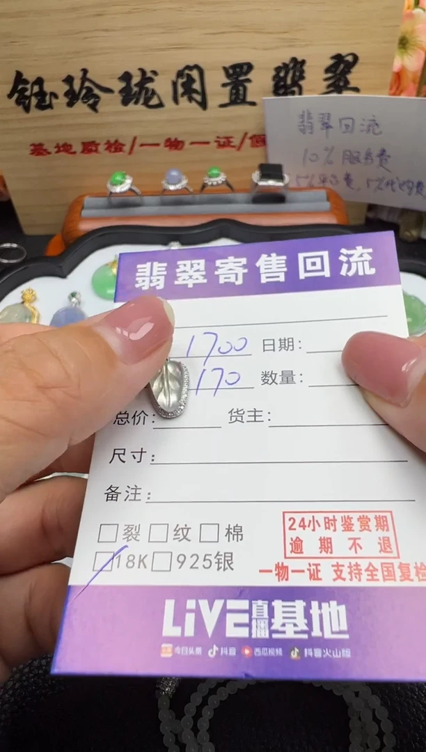 翡翠18K金镶嵌颈饰洛*说天然缅甸翡翠A货