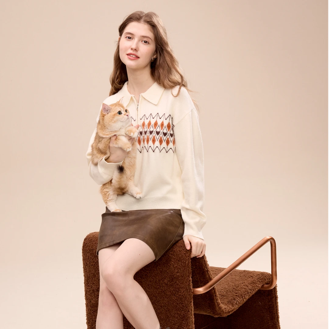 【达人专属】Betu/百图慵懒风时尚宽松毛针织衫2510X12