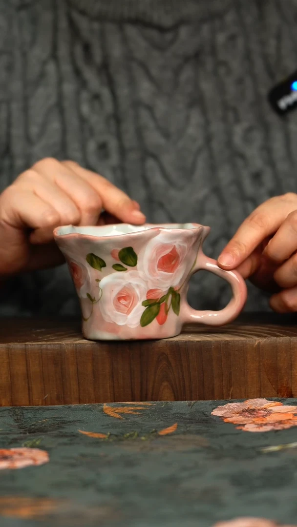 杯釉下彩手工手绘同款陶器