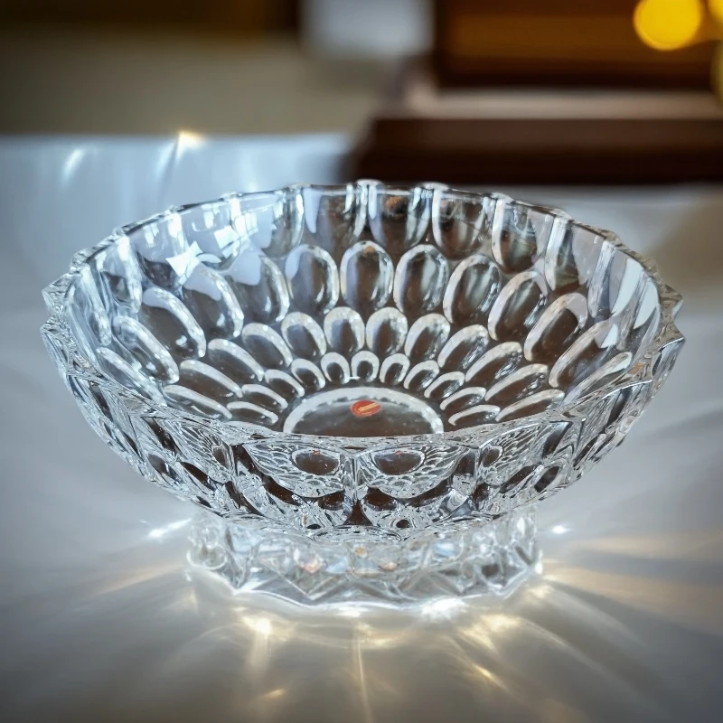 玲珑堂2687精品瓷器时尚创意玻璃果盘水晶石纹小吃盘水果盘