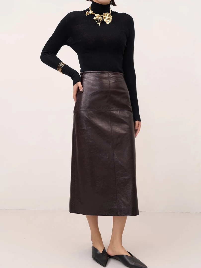 【公主高定】稀有油蜡小羊皮显瘦高腰休闲半裙5503319