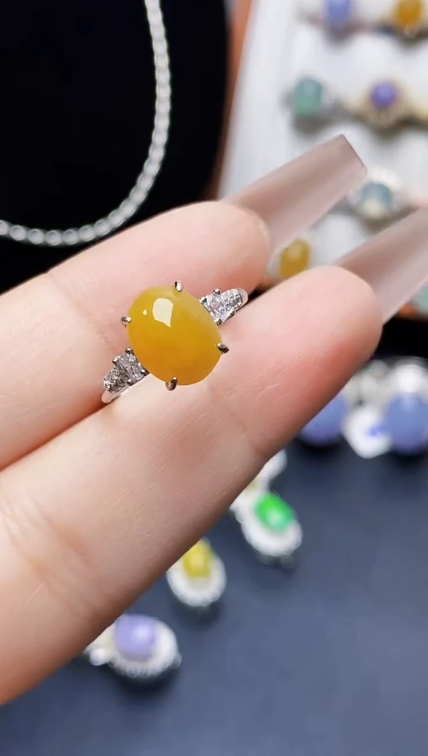 银S925镶嵌戒指翡翠0649