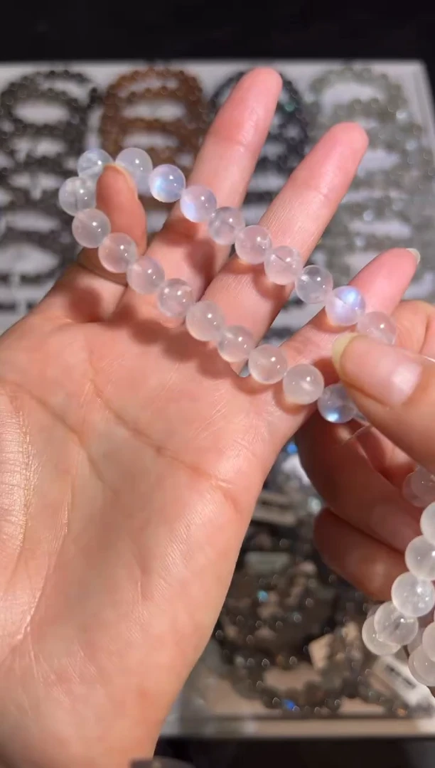 未镶嵌手链长石8mm蓝月光单圈   默认微瑕