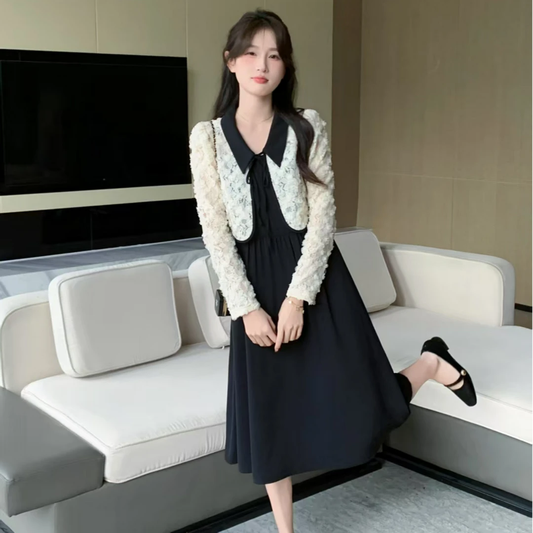 EF8805  新款 气质浮花设计感温柔风优雅连衣裙