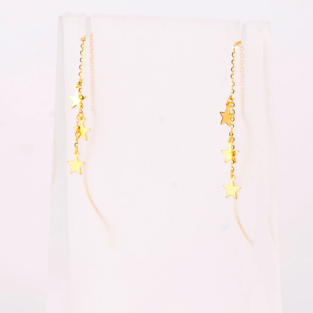 Chow Tai Seng/周大生抛光五角星水波纹足金耳线 2.08g 128号