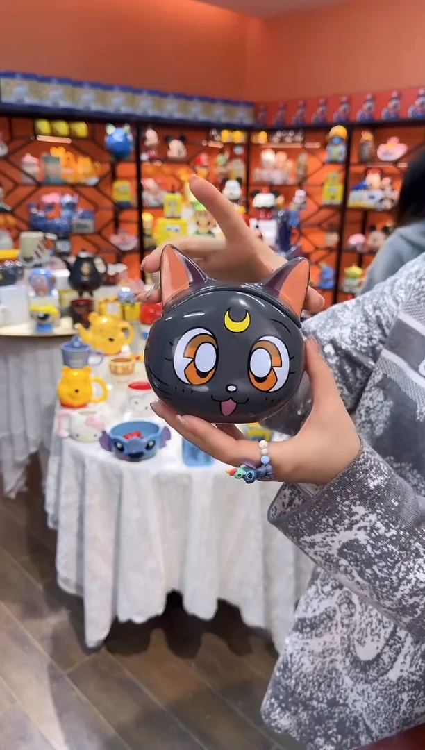 瓷片@@露娜猫陶瓷带盖水杯