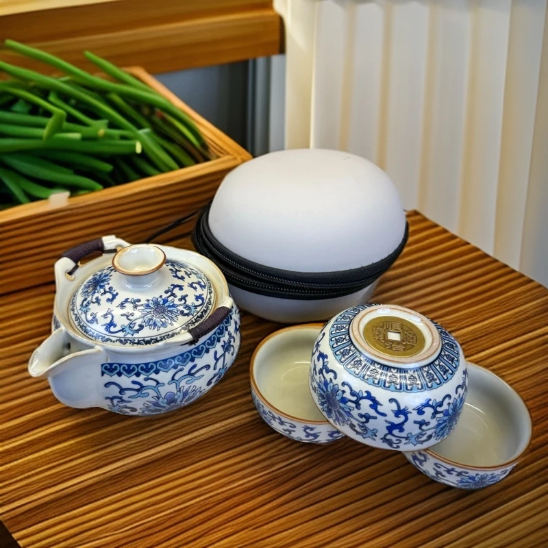 艺宏堂缠枝莲汝窑宝瓶手抓壶带包