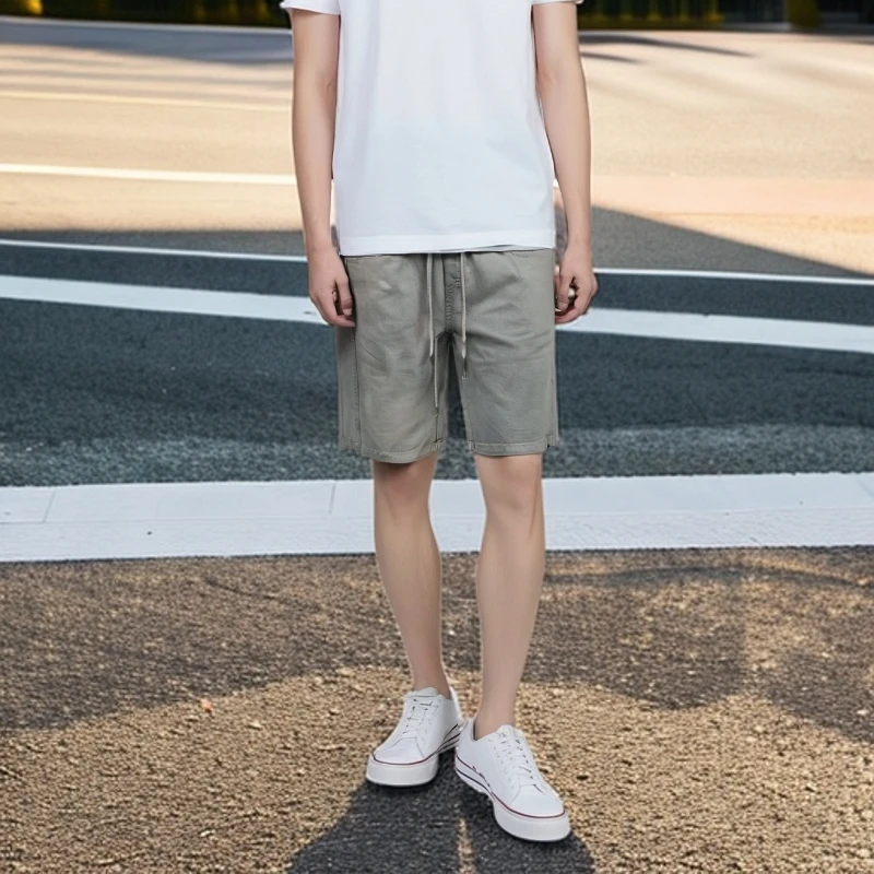 水洗全棉微瑕五分男士短裤巴黎灰裤子直筒宽松