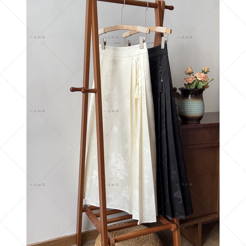 5452《慕卿》原创新中式a字百褶马面裙国风高腰显瘦中长款半身裙