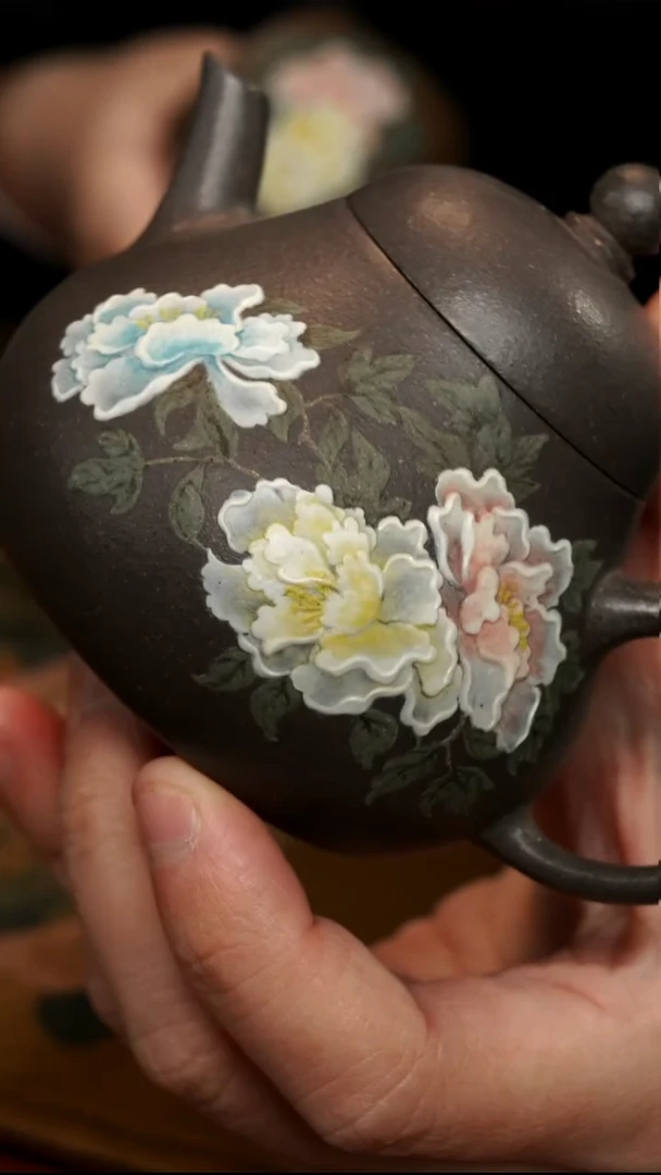 茶壶紫砂天青芍药壶