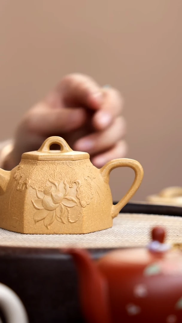 茶壶紫砂段泥六方井栏堆荷