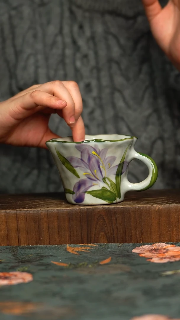 杯釉下彩手工手绘同款陶器